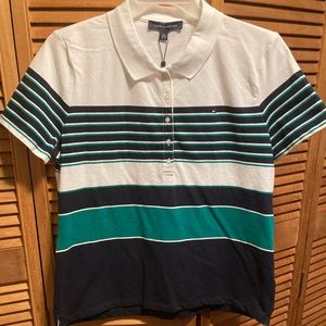 Tommy Hilfiger Navy Blue, Green & White Polo Shirt
